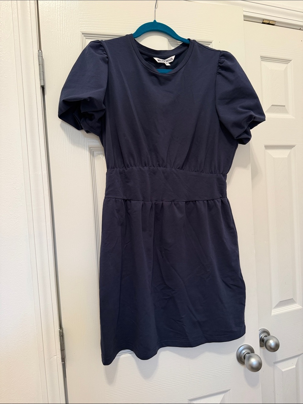 Walter Baker Woman’s Navy Puff-Sleeve Waist-Panel Dress